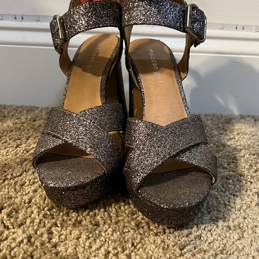 Silver shimmer heels